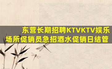 东营长期招聘KTVKTV娱乐场所促销员急招酒水促销日结管
